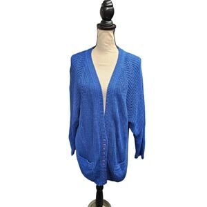 VTG Oversized Chunky Knit Boyfriend Cardigan Sweater Women Plus 22W Preppy